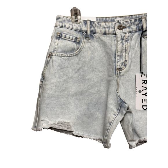 Frayed Denim Cut-Off Shorts High Rise Fit Midi Length Durable Light Blue 29 NWT - Picture 3 of 10